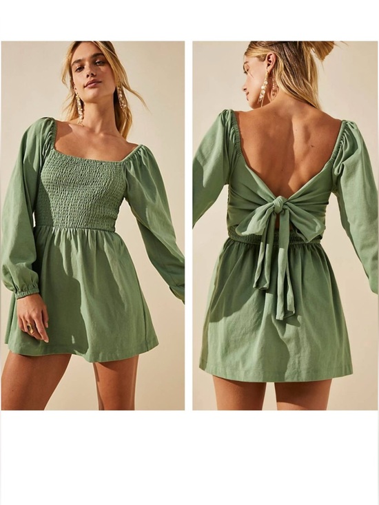 Free People Dresses & Skirts - Free People/ FP Beach Colette Convertible Smocked Mini Dress Green Cotton M